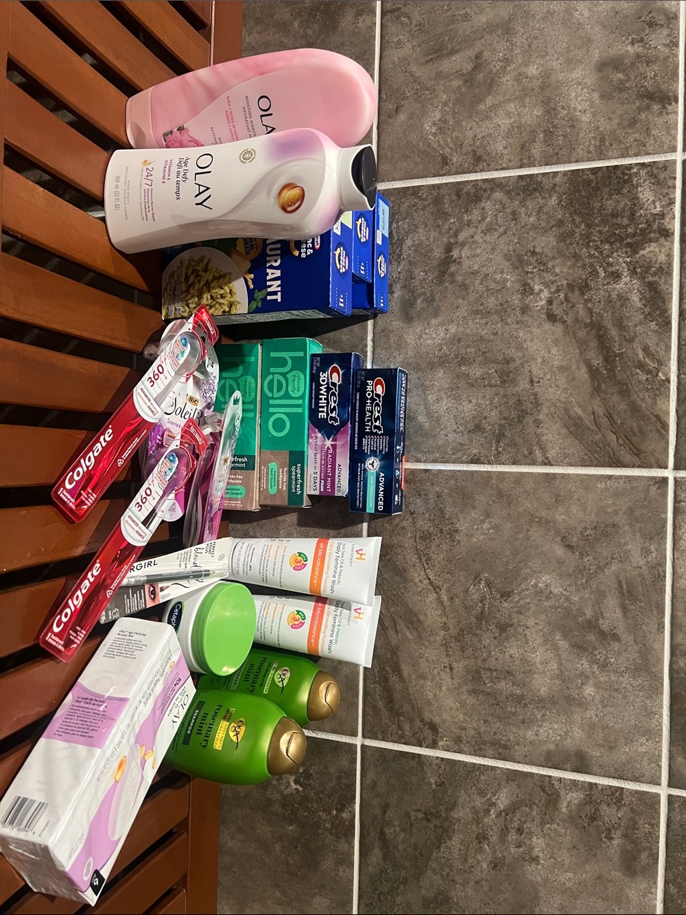 OLAY and Assorted Personal Care Bundle with Pink and Green Accents